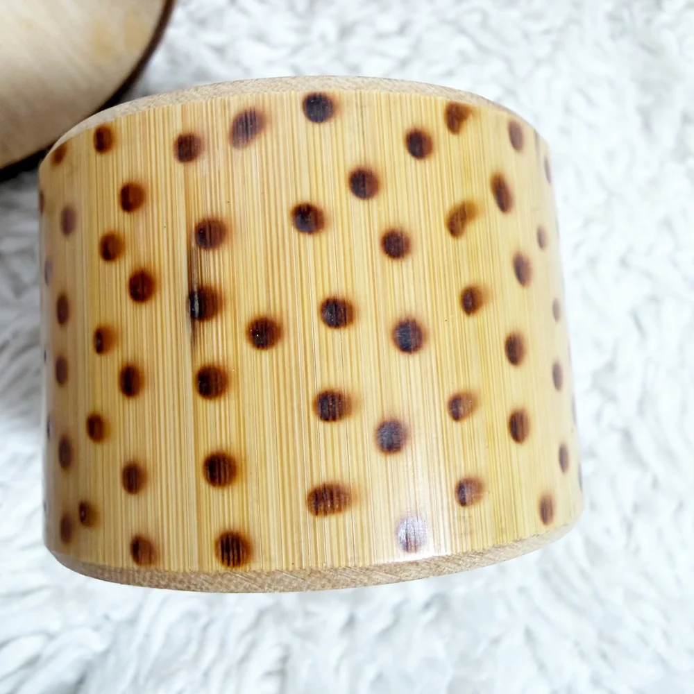 Rustic Tortoise Bamboo Style Napkin Rings - Dotted Natural Wood Tropical Table